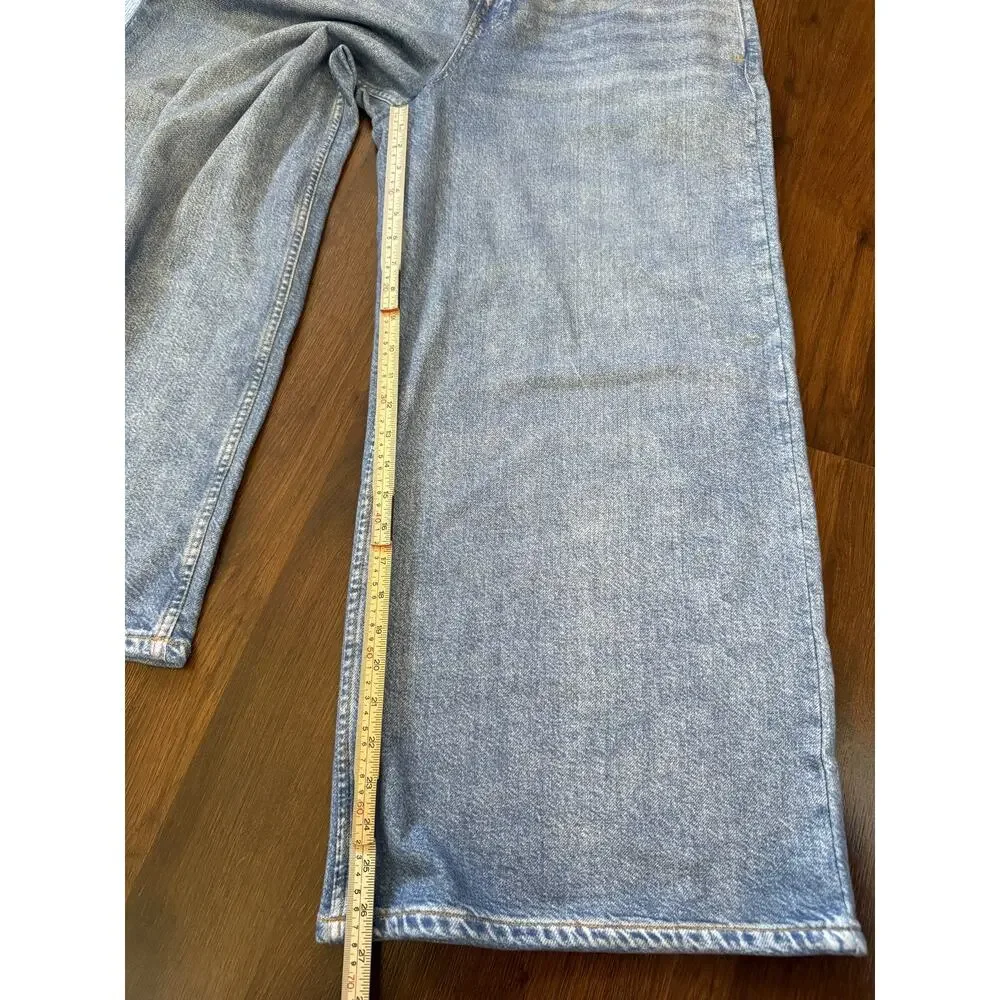 Gap Printed Baggy Sweatpant Jeans Light Wash Sz L PET Casual Comfort Minimalist